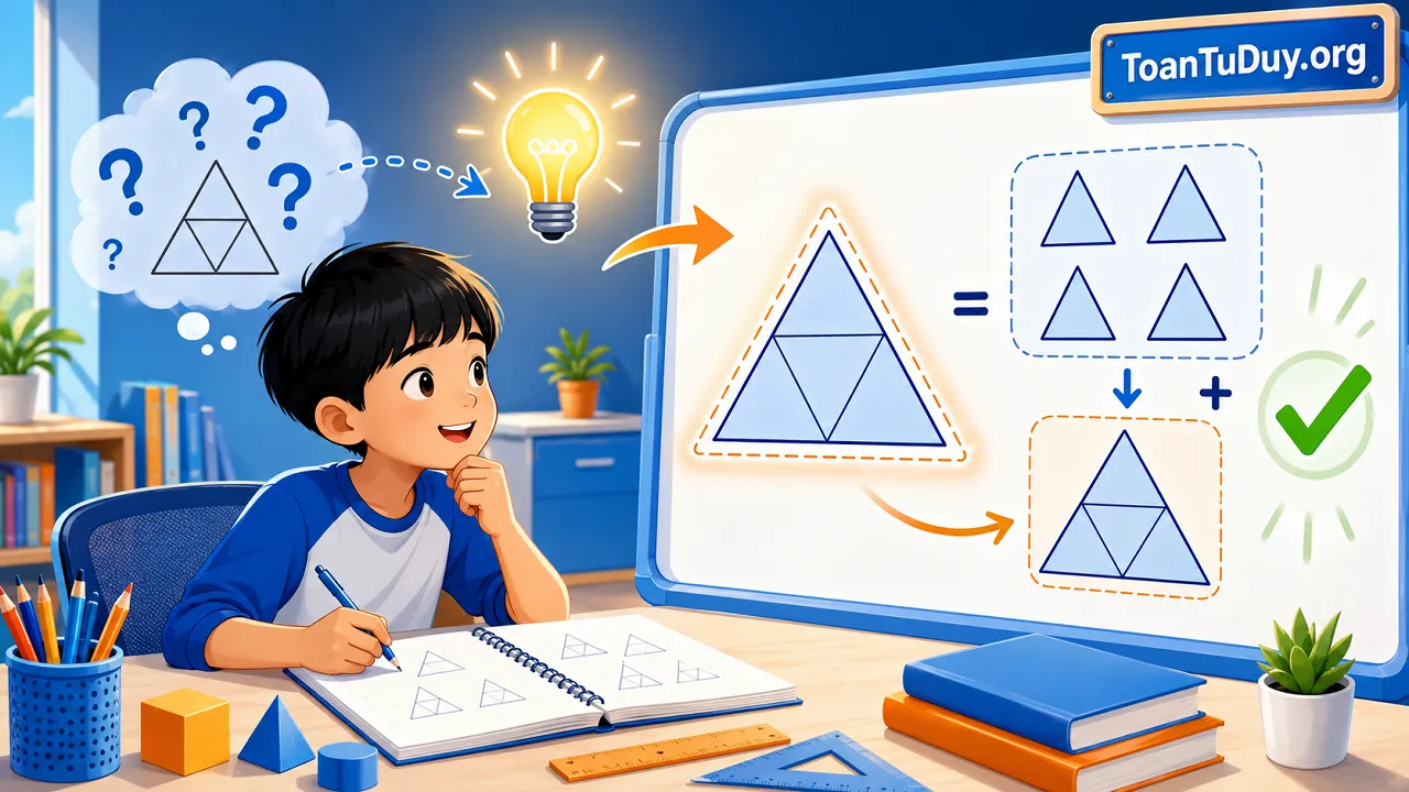 Cách đếm hình tam giác trong hình ghép