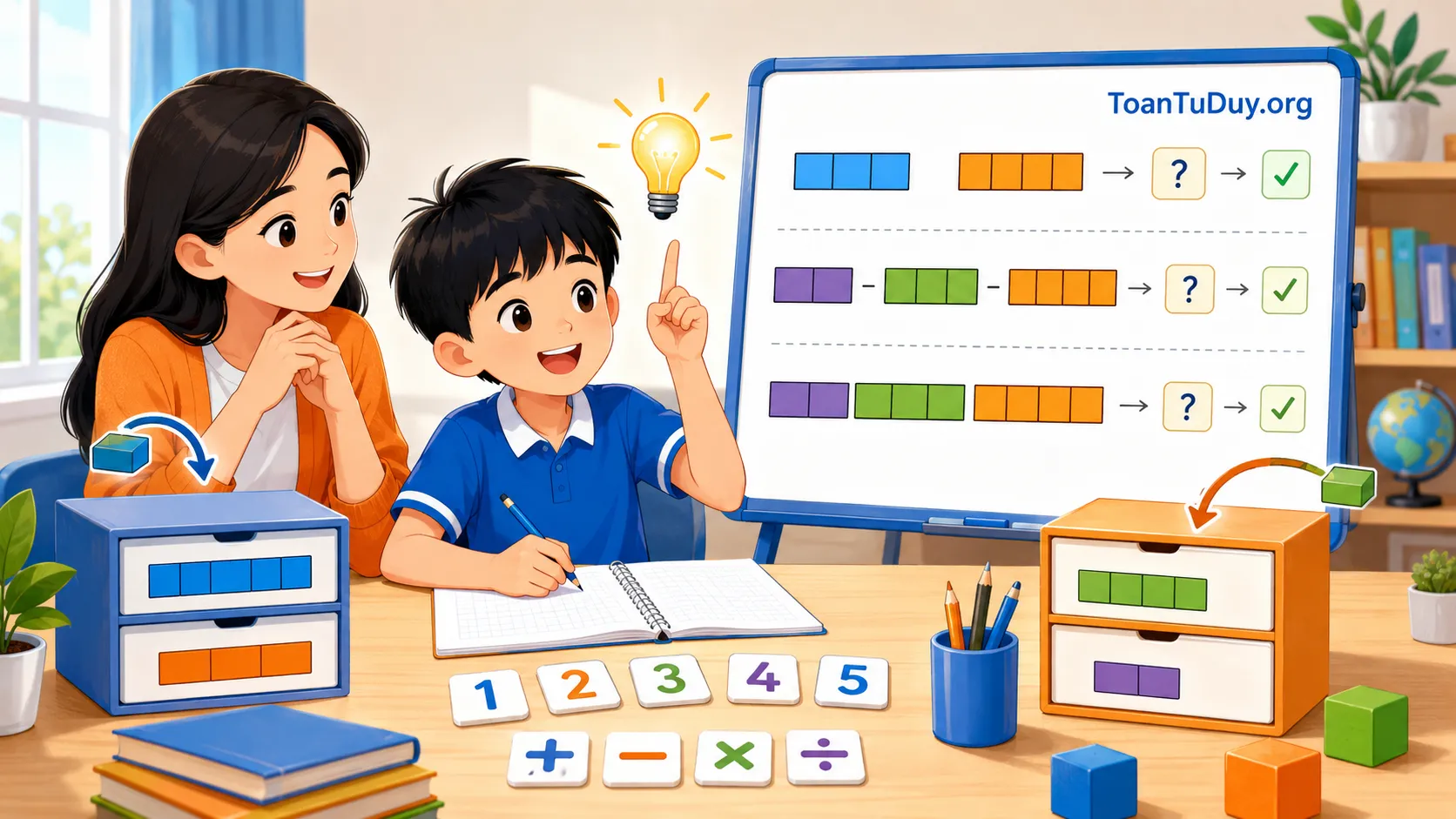 Cách giải bài toán tổng và tỉ số bằng sơ đồ đoạn thẳng: từ cơ bản đến nâng cao