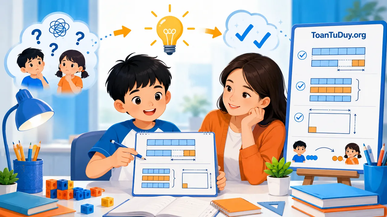 Cách giải Toán có lời văn bằng sơ đồ đoạn thẳng: 5 bước từ dễ đến nâng cao