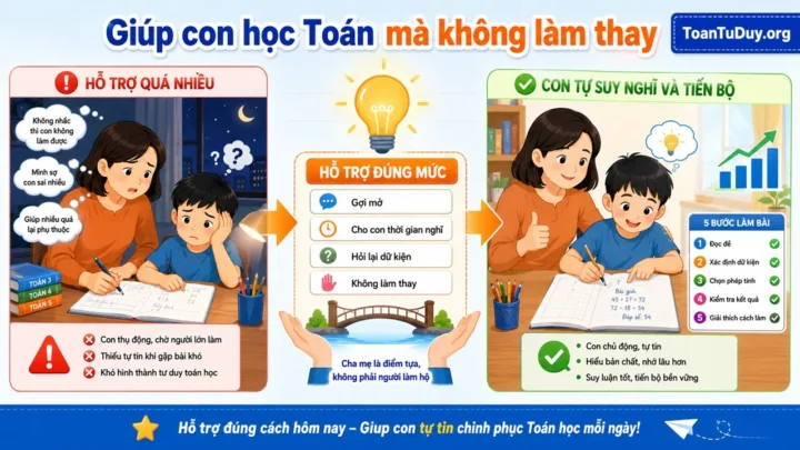 Nên giúp con làm bài Toán đến đâu?