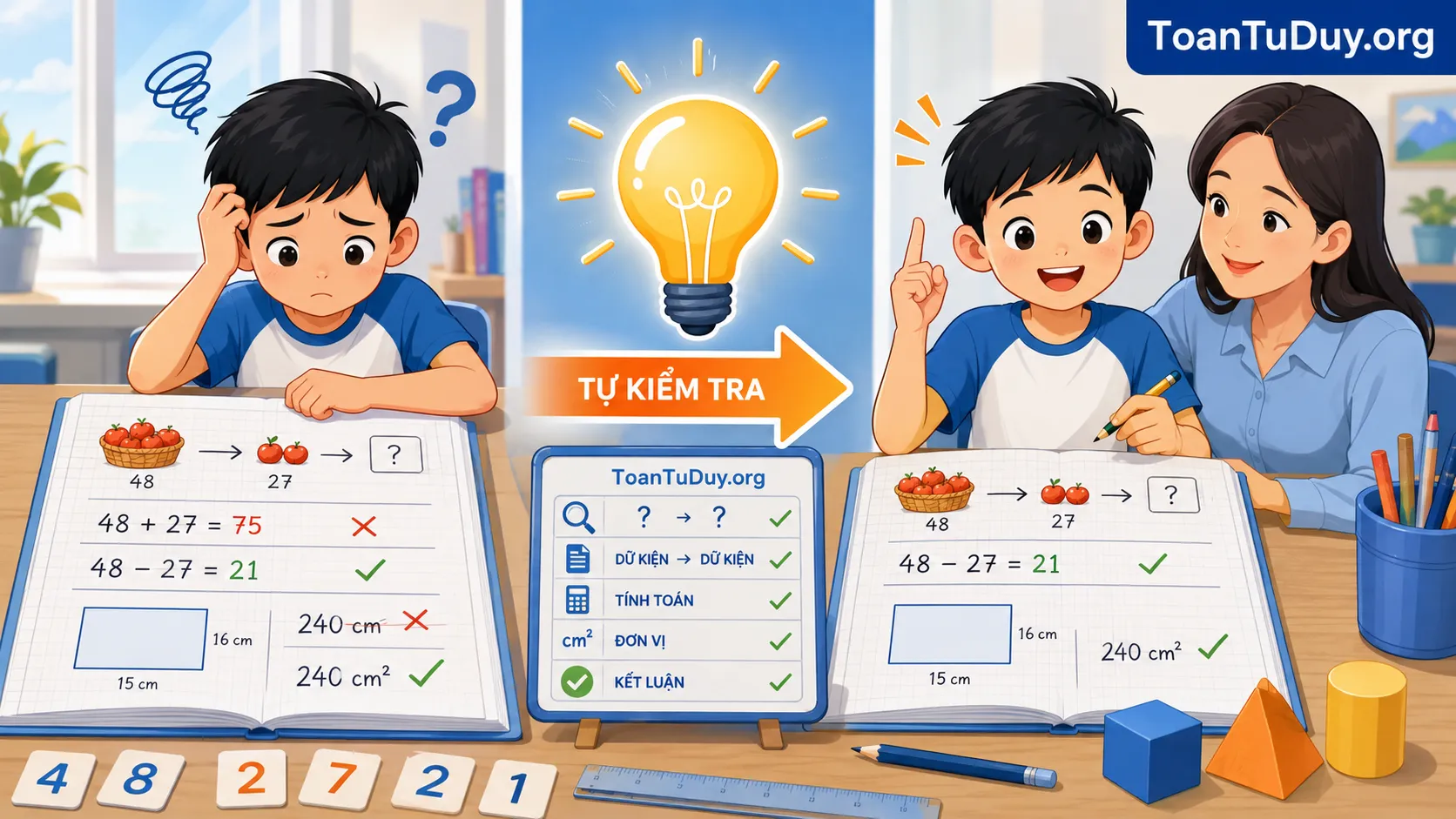 5 bước tự kiểm tra bài Toán giúp học sinh tiểu học giảm lỗi sai đáng tiếc