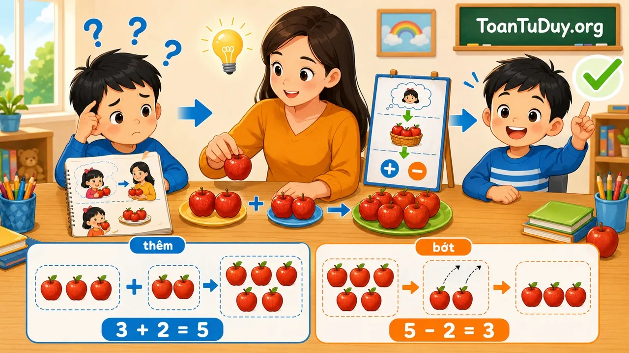 Cách dạy trẻ hiểu bài toán có lời văn: Bắt đầu từ tranh ảnh và câu chuyện đơn giản