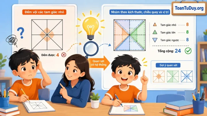 Cách đếm hình tam giác: 5 bước giúp học sinh tiểu học không bỏ sót hình