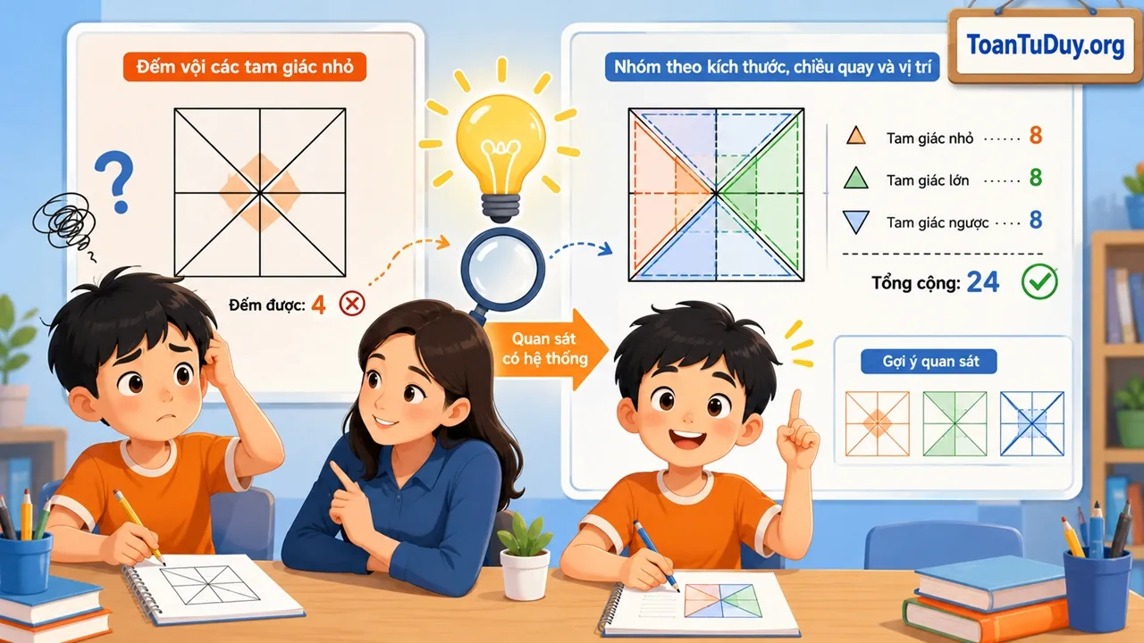 Cách đếm hình tam giác: 5 bước giúp học sinh tiểu học không bỏ sót hình