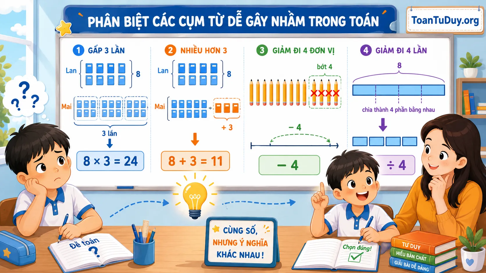 Cách phân biệt “gấp lên một số lần” và “giảm đi một số lần”
