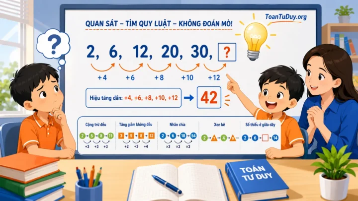 Cách tìm quy luật dãy số cho học sinh tiểu học: 5 bước không đoán mò